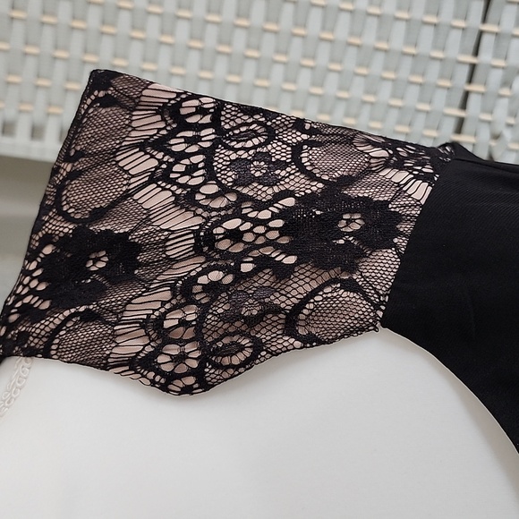 👉*NWT* SEXY LONG BLACK DRESS W/ BLACK LACE & SIDE SLIT ~SIZE: 12 ~40s RETRO - Picture 7 of 14